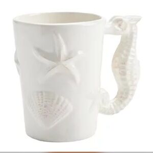 White Seahorse Figural Mug, 16 oz.